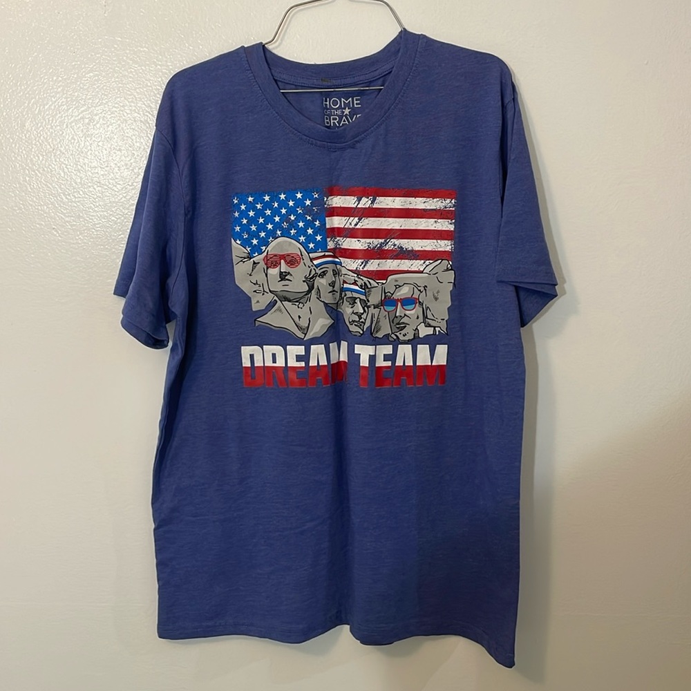 Home of the Brave large blue t shirt Mount Rushmore graphic